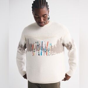 Abercrombie & Fitch Cream Sweater with Ski Motif